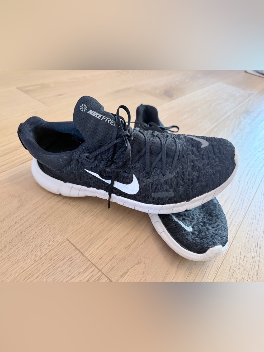 Nike Black and White Free RN Athletic Sneakers